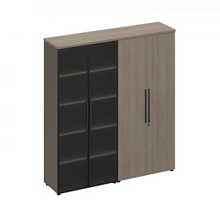 U.rus РС 317 ДЧ/ЛС Шкаф для документов (стекло-одежда) (181x46x198) Дуб виченца/лава серая