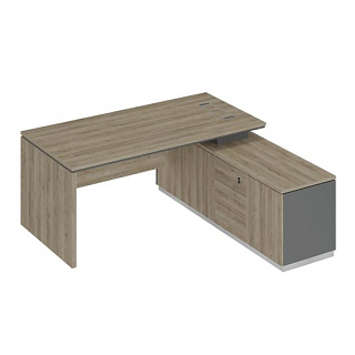 City СИ 107 ДС АР ДС Стол руководителя (опора ДСП) на опорной тумбе (180x180x75)