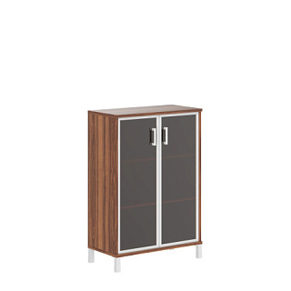 Born B 420.7 Шкаф средний со стеклянными дверьми в AL рамке 900х450х1286 Орех Даллас