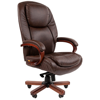 Кресло руководителя CHAIRMAN 408 натуральная кожа/экокожа, коричневый (механизм мультиблок)