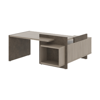 Wood&Stone СФ-531221-СФ-531222 Стол руководителя 1800х1798х840 Дрифтвуд/Бетон Чикаго темный