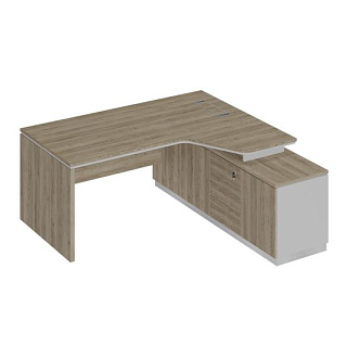 City СИ 118 ДС БП ДС Стол руководителя эргономичный на опорной тумбе правый (200x180x75) 20*