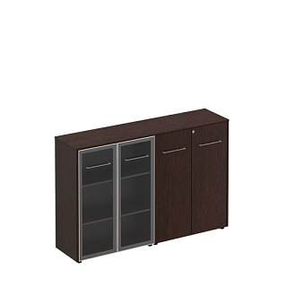 Reventon МЕ 322 Шкаф комбинированный средний (стекло + закрытый) (184x46x120) 25* Венге тёмный