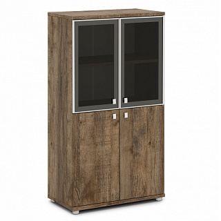 Vasanta V-666 Шкаф со стеклом в алюминиевом профиле 820*440*1490 Дуб Самдал