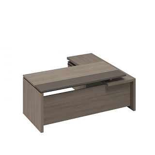 U.rus РС 125 ДЧ/ЛС Стол руководителя с брифинг-приставкой боковой левый (202x180x76) Дуб виченца/ла