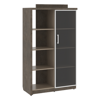 Wood&Stone СФ-534182 Шкаф со стеклянной дверью правый 1037х455х1770 Дрифтвуд/Бетон Чикаго темный