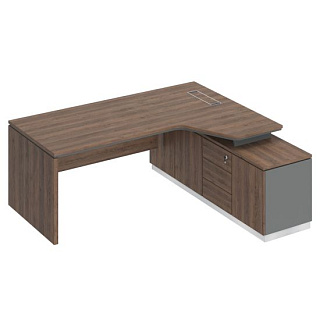 City СИ 118 ДГ АР ДГ Стол руководителя эргономичный на опорной тумбе правый (200x180x75) 20*