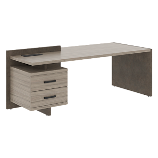 Wood&Stone СФ-531301-СФ-531302 Стол руководителя 2200х961х840 Дрифтвуд/Бетон Чикаго темный