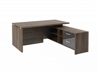 Festus FI/FB-117R.GG Стол руководителя 1700*1800*750 Орех Пацифик Табак/Камень Пьетра Гриджиа черный