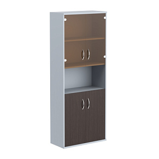 Imago СТ-1.4 Шкаф комбинированный малыми стекл и глухими дверьми 770х365х1975 Венге Магия/Металлик