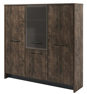 Торстон Т-33-04 л/пр Шкаф трехсекционный с гардеробом и полками 2200*520*2120 Дуб Бунратти/Антрацит