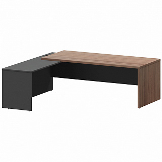 Кортез КZР-22 L/R Стол руководителя с приставкой лев/пр 2200х2000х750 Темный шимо/Графит