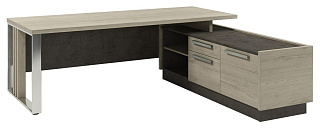 Vestar Z-422 пр Стол руководителя с опорной тумбой 2200*2030*750 Дуб Галифакс/Бетон Чикаго 