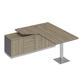 City СИ 113 ДС АР ДС Стол руководителя эргономичный на опорной тумбе левый (180x180x75) 20*