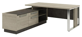 Vestar Z-418 л Стол руководителя с опорной тумбой 1800*2030*750 Дуб Галифакс/Бетон Чикаго
