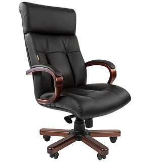 Кресло руководителя CHAIRMAN 421 натуральная кожа/экокожа, черный (механизм мультиблок)