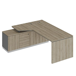 City СИ 119 ДС АР ДС Стол эргономичный (опора ДСП) на опорной тумбе левый (200x180x75)