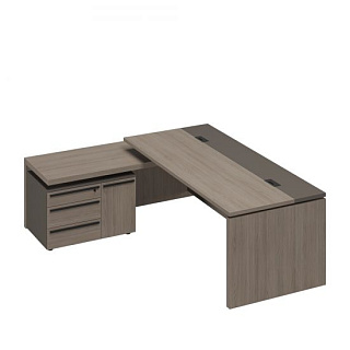 U.rus РС 130 ДЧ/ЛС Стол руководителя с кабель-каналами с брифинг-приставкой боковой правый (202x180x