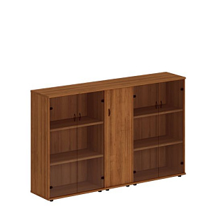 Престиж Исп.28 Шкаф комбинированный средний (стекло + закрытый узкий + стекло) (220x46x136) 20* Темн