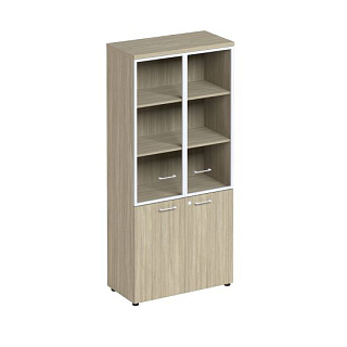 Патриот ПТ 0783 Шкаф для документов со стеклянными прозрачными дверьми в рамке (90x46x197) Дуб сканд