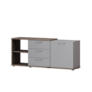 Vilas B-212 Тумба с 3-мя ящиками 1800х454х753 Дуб Веллингтон табак/Кубанит серый