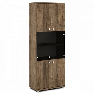 Vasanta V-633 Шкаф широкий с прозрачным стеклом 820*440*1490 Дуб Самдал