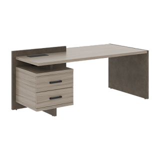 Wood&Stone СФ-531311-СФ-531312 Стол руководителя 2000х961х840 Дрифтвуд/Бетон Чикаго темный