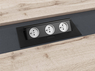 Торстон Т-112 Центральная вставка стола переговора с блоком розеток 1600*200*22 Антрацит