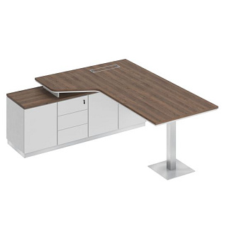 City СИ 115 ДГ БП БП Стол руководителя эргономичный на опорной тумбе левый (200x180x75) 20*