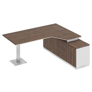 City СИ 116 ДГ БП ДГ Стол руководителя эргономичный на опорной тумбе правый (200x180x75) 20*