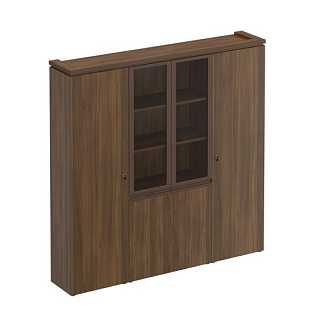 Mark МК 377 Шкаф комбинированный узкий со стеклом для одежды (210x40.4x210) Орех тоскана