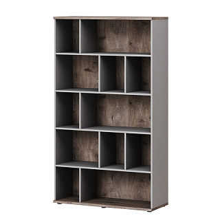 Vilas B-70 Стеллаж открытый 1200х454х2098 Дуб Веллингтон табак/Кубанит серый