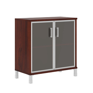 Born B 410.4 Шкаф низкий со стеклянными дверьми в AL рамке 900х450х920 Бургунди