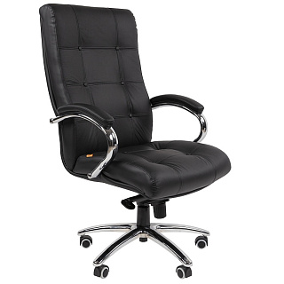 Кресло руководителя CHAIRMAN 424 натуральная кожа/экокожа, черный (механизм мультиблок)