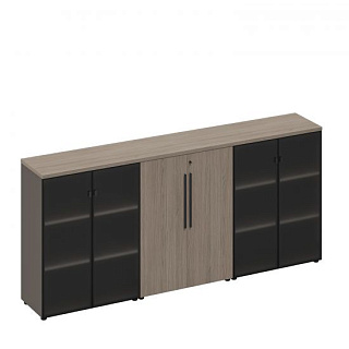 U.rus РС 310 ДЧ/ЛС Шкаф комбинированный средний (стекло-закрытый-стекло) (271x46x121) Дуб виченца/ла