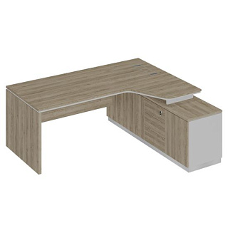 City СИ 120 ДС БП ДС Стол руководителя эргономичный (опора ДСП) на опорной тумбе правый (200x180x75