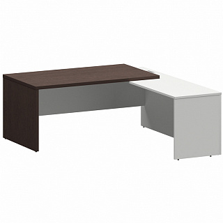 Кортез КZР-18 L/R Стол руководителя с приставкой лев/пр 1800х2000х750 Дуб венге/Белый