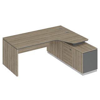 City СИ 120 ДС АР ДС Стол руководителя эргономичный (опора ДСП) на опорной тумбе правый (200x180x75)