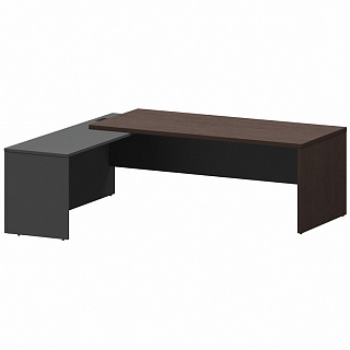 Кортез КZР-22 L/R Стол руководителя с приставкой лев/пр 2200х2000х750 Дуб венге/Графит