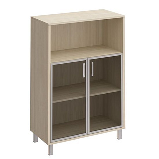 Борн В 420-823 Шкаф для документов, двери стеклянные в алюминиевой раме + ниша (90x45x131) Дуб шамон