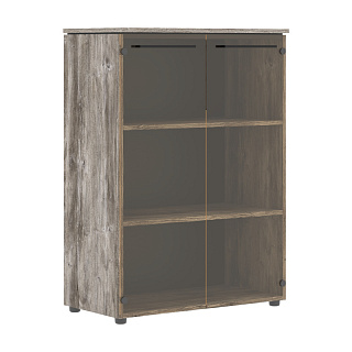 Моррис Тренд MMC 85.2 Шкаф со стеклянными дверьми  854х423х1188 Сосна Нордик/Антрацит