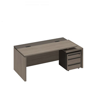 U.rus РС 122 ДЧ/ЛС Стол руководителя с кабель-каналами с тумбой 3-ящичной с замком правый (202x90x76