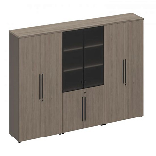 U.rus РС 326 ДЧ/ЛС Шкаф комбинированный (одежда-стекло-закрытый) (271x46x198) Дуб виченца/лава серая