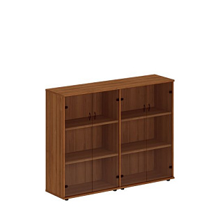 Престиж Исп.23 Шкаф комбинированный средний (стекло + стекло) (175x46x136) Темный орех