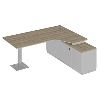 City СИ 116 ДС БП БП Стол руководителя эргономичный на опорной тумбе правый (200x180x75) 20*