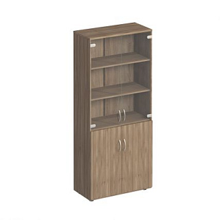 Комфорт  379 Шкаф для документов со стеклом 80x38x200 Дуб шамони темный