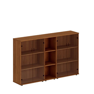 Престиж Исп.27 Шкаф комбинированный средний (стекло + стеллаж узкий + стекло) (220x46x136) Темный ор