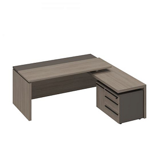 U.rus РС 126 ДЧ/ЛС Стол руководителя с брифинг-приставкой боковой правый (202x180x76) Дуб виченца/ла