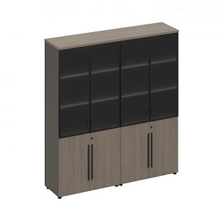 U.rus РС 319 ДЧ/ЛС Шкаф для документов со стеклянными дверями (стенка из 2 шкафов) (181x46x198) Дуб 