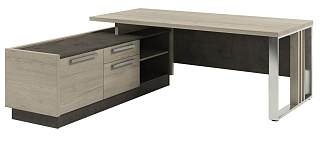 Vestar Z-420 л Стол руководителя с опорной тумбой 2000*2030*750 Дуб Галифакс/Бетон Чикаго 